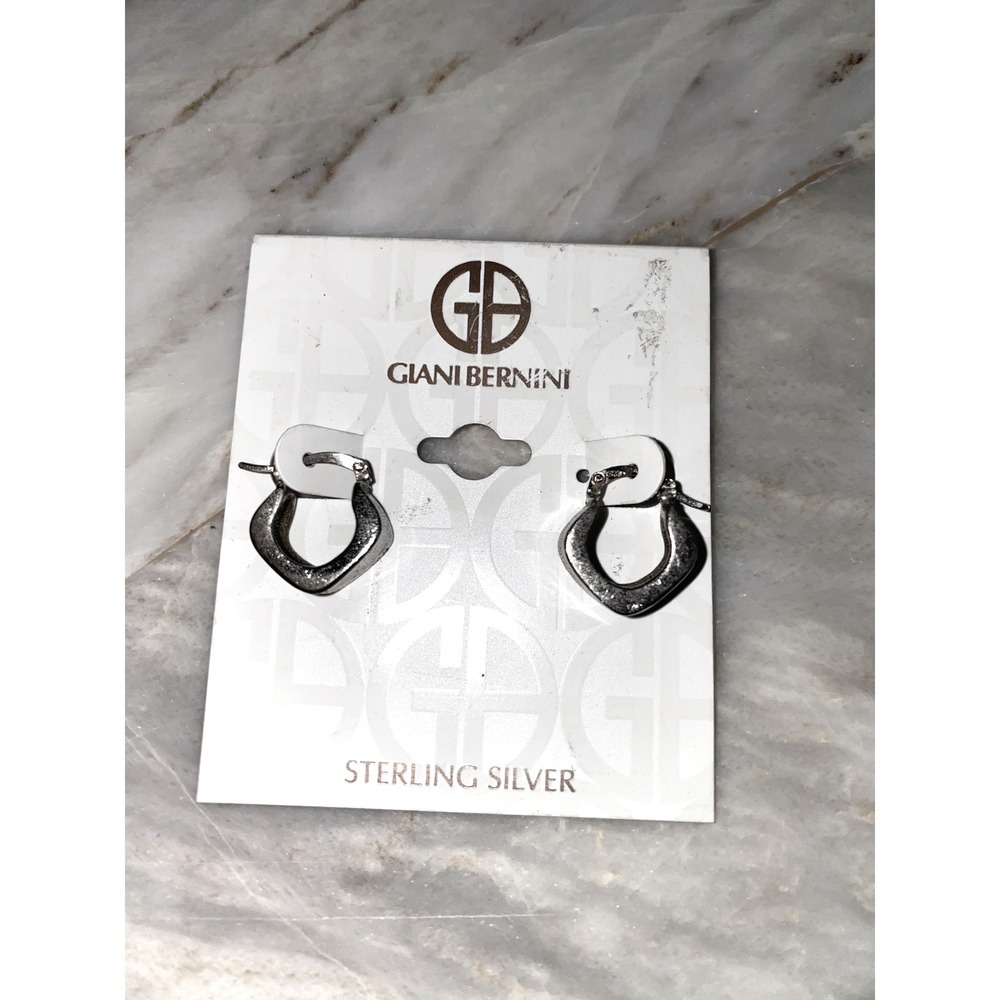 Giani Bernini Sterling Silver‎ Geometric Square Hoop Earrings Latch Back 925